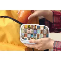 MuchoWow Broodtrommel Wit - Lunchbox - Brooddoos - Deuren - Architectuur - Vintage - Collage - 18x12x6 cm - Volwassenen