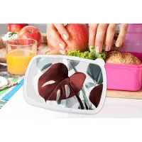 MuchoWow Broodtrommel Roze - Lunchbox - Brooddoos - Monstera - Rood - Pastel - Stilleven - 18x12x6 cm - Kinderen - Meisje