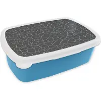 MuchoWow Broodtrommel Blauw - Lunchbox - Brooddoos - Design - Geometrie - Zwart - 18x12x6 cm - Kinderen - Jongen