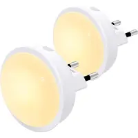 Aigostar 10BA4 - 2 Stuks LED Nachtlampje Stopcontact - Dimbare Nachtlampjes met Sensor - Nacht Lamp - Wit - 65,2 mm