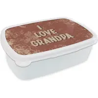 MuchoWow Broodtrommel Wit - Lunchbox - Brooddoos - I love grandpa - Spreuken - Opa - Quotes - Vintage - 18x12x6 cm - Volwassenen