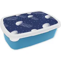 MuchoWow Broodtrommel Blauw - Lunchbox - Brooddoos - Patronen - Water - Kwal - Jongens - Kinderen - Kids - Baby - 18x12x6 cm - Kinderen - Jongen