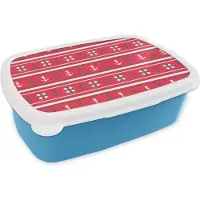 MuchoWow Broodtrommel Blauw - Lunchbox - Brooddoos - Anker - Reddingsboei - Marine - Matroos - Patronen - 18x12x6 cm - Kinderen - Jongen
