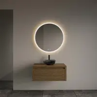 Gliss Design Ares badmeubel 60cm castle brown met rivierstenen waskom