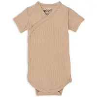 Lodger romper met overslag Seersucker Beige Jongens/Meisjes Katoen V-hals - maat 80