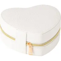 J-Line 46536 Juwelendoos Hart Kunstleder Wit - 16 x 15 x 7 cm