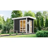 Weka Saunahuis Kuopio, zonder oven, met raam en houten deur met isolerend glas, warmtegeïsoleerd, antraciet/wit