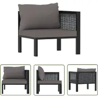 The Living Store Lounge Bank - Hoekbank - Hoekbank sectioneel met linkerarmleuning poly rattan antraciet - Tuinset - Buitendecoratie - Patiomeubilair
