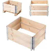 Kadax Palletframe van hout, stapelbaar houten frame, opzetframe voor tuin, verhoogd bloembed, plantenbak, tuinbed, groentebed, kruidenbed (set van 2, 80 x 60 x 22,5 cm)