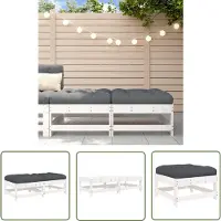 The Living Store Lounge Stoel - Tuin Bank - Tuinvoetenbanken met kussens 2 st massief grenenhout wit - Teak Bank - Outdoor Bank - Veranda Bank