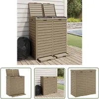 The Living Store Buitenafvalcontainer, lichtbruin, 78x41x86 cm, polypropyleen