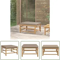The Living Store De Living Store tuinbank met taupe kussen, bamboe