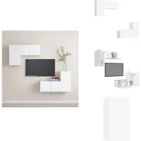 vidaXL Tv-kastenset - Tv-kastensets - Tv-kasten - Tv-meubelset - 4-delige Tv-meubelset bewerkt hout wit