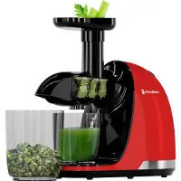 Kitchenbrothers Slowjuicer - Sapcentrifuge - Groenten en Fruitpers - 700ml - Met Pulpreservoir - Juicer - Moederdag Cadeau - Rood