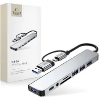 Tech-Protect Hub Adapter 8In1 Type-C Voor Windows Laptop Usb 3.0