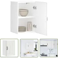 vidaXL Wandkast - Keukenkast - Keukenwandkast Lucca bewerkt hout wit - Keukenopbergruimte - Houten Kast - Wit Interieur