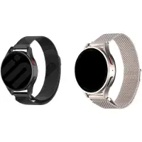 Strap-it Bundel van 2 Milanese Banden - Geschikt voor Samsung Galaxy Watch 6 40mm - Zwart & Sterrenlicht - RVS Metalen Band met Magneet - Magnetische Sluiting - Luxe & ademend ontwerp