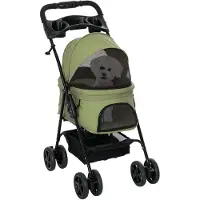 PawHut huisdierenbuggy - met veiligheidsgordels - staal - donkergroen