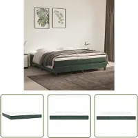 vidaXL Matras - Pocketveringmatras - Pocketveringmatras 160x210x20 cm fluweel donkergroen - Fluweel Matras - Nachtmatras - Boxspring