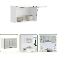 vidaXL Wandkast - Keukenkast - Keukenwandkast Lucca bewerkt hout grijs sonoma eikenkleur - Opbergkast - Grijze Keuken - Houten Keuken