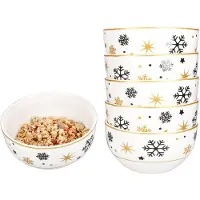 MamboCat Set van 6 zwart-gouden sterren cornflakeskommen voor 6 personen - 23108256