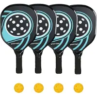 SPORTNOW pickleballset 4 rackets, 4 ballen, draagtas, voor binnen & buiten, tieners en volwassenen