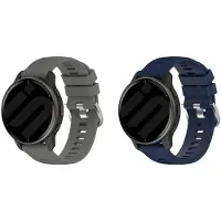Strap-it Bundel van 2 Siliconen Bandjes - Geschikt voor Garmin Forerunner 245 / 570 - 42mm - Donkerblauw & Donkergrijs - Sportbandje - Sportarmband - Siliconen Band - Waterbestendig & zweetbestendig