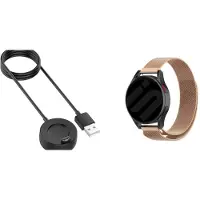Strap-it Milanees Band + Oplader - Luxe Smartwatch Horlogeband Geschikt voor Garmin Vivoactive 5 - Roze Goud - RVS Stalen Band - Magnetische Sluiting - Luxe & ademend ontwerp
