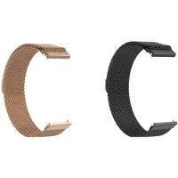 Strap-it Bundel van 2 Universele Milanese Banden 20mm - Roze Goud & Zwart - RVS Stalen Band - Magnetisch Bandje - Luxe & ademend ontwerp