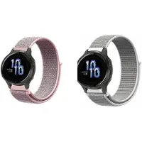 Strap-it Bundel van 2 Nylon Banden - Geschikt voor Garmin Venu 2S - Zeeschelp & Pink Sand - Zachte Nylon Band - Geweven Nylon Band - Comfortabel & ademend ontwerp
