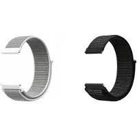Strap-it Bundel van 2 Nylon banden 22mm - Geschikt voor Smartwatches met een 22mm aansluiting - Horlogeband / Polsband / Armband / Zachte nylon band - Geweven nylon band - Zwart & Zeeschelp