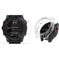 Strap-it TPU Case (Transparant) + Screenprotector - Geschikt voor Garmin Fenix 7 (Solar) - Schokbestendige hoes - Krasbestendige schermbeschermer - 360° volledige bescherming - Bundel