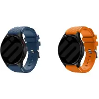 Strap-it Bundel van 2 Siliconen banden - Geschikt voor Samsung Galaxy Watch 6 Classic 47mm - Horlogeband / Polsband / Armband - Siliconen armband - Sportarmband - Oranje & Donkerblauw