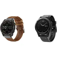 Strap-it Siliconen Band (Zwart) + Leren Band (Bruin) - Geschikt voor Garmin Fenix 5/6 - Sportband & stijlvolle leren band - Waterbestendig & ademend ontwerp