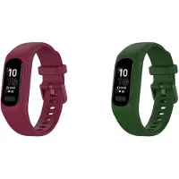 Strap-it Bundel van 2 Siliconen Bandjes - Geschikt voor Garmin Vivosmart 5 - Donkergroen & Bordeaux - Sportbandje - Sportarmband - Siliconen Band - Waterbestendig & zweetbestendig