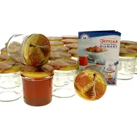 MamboCat Set van 50 bekers 350 ml Carino To 82 deksel met honingraat incl. Diamant Gelierzauber receptenboekje