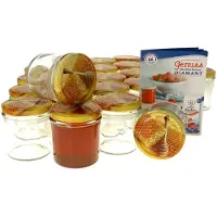 MamboCat Set van 25 potten 350 ml Carino To 82 deksel met honingraat incl. Diamant Gelierzauber receptenboekje