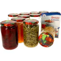 MamboCat Set van 12 ronde potten 720 ml To 82 fruit decor deksel incl. Diamant Gelierzauber receptenboekje