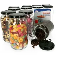 MamboCat Set van 12 ronde potten 1062 ml To 82 Zwart deksel incl. Diamant Gelierzauber receptenboekje