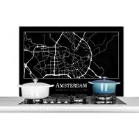 KitchenYeah Spatscherm keuken 100x65 cm - Kookplaat achterwand Kaart - Stadskaart - Plattegrond - Amsterdam - Muurbeschermer - Spatwand fornuis - Hoogwaardig aluminium