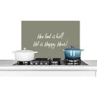 KitchenYeah Spatscherm keuken 60x40 cm - Kookplaat achterwand Spreuken - Hoe laat is het? Het is happy hour! - Quotes - Muurbeschermer - Spatwand fornuis - Hoogwaardig aluminium
