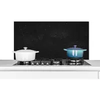 KitchenYeah Spatscherm keuken 100x50 cm - Kookplaat achterwand Sterrenhemel - Zwart - Wit - Hemel - Muurbeschermer - Spatwand fornuis - Hoogwaardig aluminium