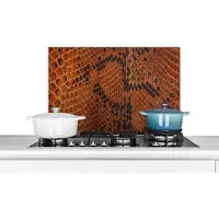 KitchenYeah Spatwand fornuis - Achterwand - Leer - Bruin - Patronen - Spatwand - 60x40 cm - Spatscherm