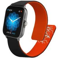Kwmobile sporthorloge band geschikt voor Huami Amazfit GTS / GTS 2 / GTS 2e / GTS 3 bandje - Smartwatch of activity tracker polsband - Met magneetsluiting - In zwart / oranje