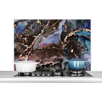 KitchenYeah Spatscherm - Spatwand - Rosé - Goud - Keuken - Marmer print - Luxe - Achterwand keuken - Natuursteen - 100x65 cm