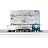 KitchenYeah - Spatscherm keuken - Wanddecoratie - Plank - Hout - Wit - Structuur - Keuken - Muurbeschermer - 60x40 cm