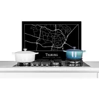 KitchenYeah Spatscherm keuken 60x40 cm - Kookplaat achterwand Stadskaart - Tilburg - Plattegrond - Kaart - Muurbeschermer - Spatwand fornuis - Hoogwaardig aluminium