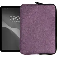 Kwmobile universele tablet hoes geschikt voor 9,7"-11" Tablet hoesje - Stoffen cover voor tablets 25,6 x 18,1 cm - Tablet sleeve met rits - In lavendel