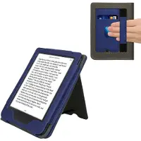 Kwmobile e-reader hoesje geschikt voor Kobo Clara BW / Colour hoes - E reader flip case van kunstleer - Ereader cover met stand - In donkerblauw