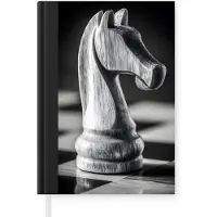 MuchoWow Notitieboek - Schrijfboek - Paard - Hout - Schaalbord - Zwart - Notitieboekje klein - A5 formaat - Schrijfblok